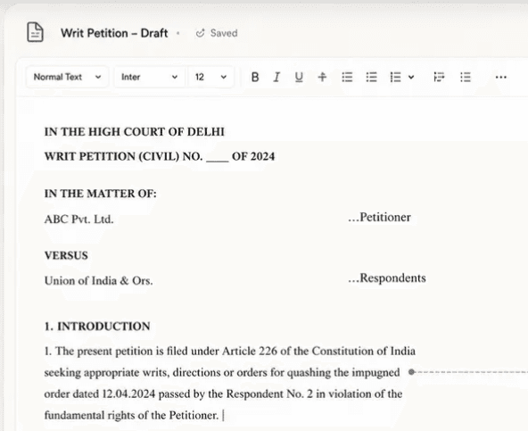 AI drafting assistant workspace